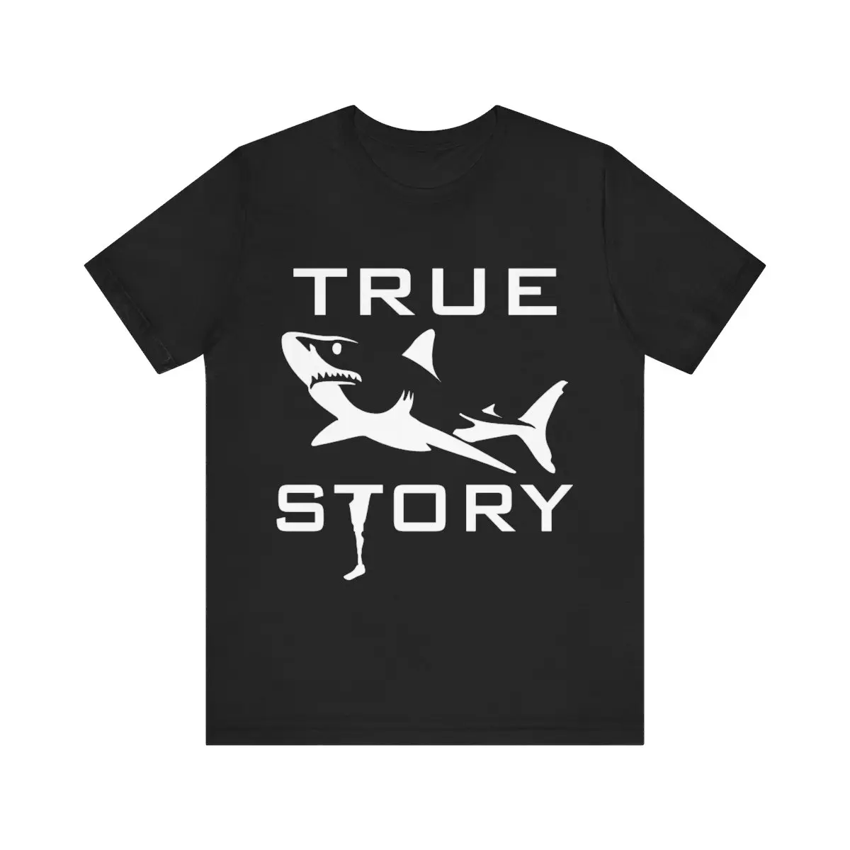 Funny Amputee Shirt, true story a shark did it, humor Crew Neck T-Shirt
