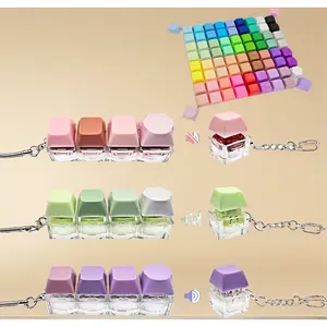 6 Pcs Keyboard Fidget Toy Set in Gift Box – Clicky, Creamy & Silent Stress Relief Clicker Keychain, 75 Colorful Removable Cat Paw Keycaps, Quiet Button Fidget for Adults Anxiety Office Travel