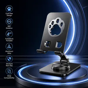 Portable Foldable Phone Stand for Desk, Heavy Duty Metal Holder with 360° Rotation & Strong Support,summervibes