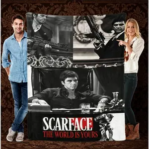 Scarface The World Is Yours Flannel Blanket for Kids & Adults, Premium Soft Fleece AC Throw Blanket for Bed Couch Sofa, Classic Movie Fan Room Decor, Birthday Christmas Thanksgiving Gift