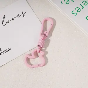 Hollow Duck Design  Keychain Clip,Elastic Spring Wire Connector Hook,Portable Small Bag Pendant Accessory