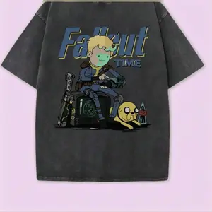 Men's Cotton T-Shirt | Heavy Cotton | Round Neck, Short Sleeve | Ripple Junction X Fallout Time Graphic Print | Casual Wear For Spring/Autumn | Machine Washable | Regular Fit | Breathable & Comfortable Jeans Fashion