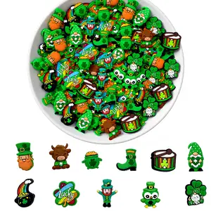 10PCS St. Patrick's Day-themed silicone focal bead random mixed set, featuring assorted designs perfect for DIY keychains, necklaces, bracelets, decorative pens, jewelry, and pendants. An ideal gift for the holiday or birthdays.