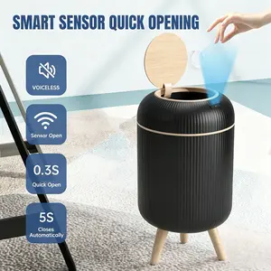 Automatic Induction Garbage Bin 12L Volume 0.3s Fast Opening 5s Self Closing Contactless Use Sealed Anti Odor Leakproof Nordic Style Indoor Storage Bucket