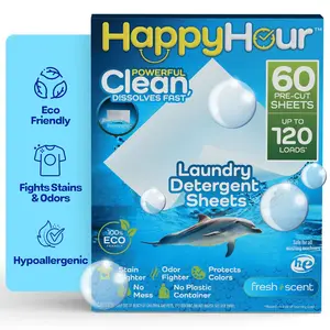 Happy Hour Laundry Detergent Sheets - Pre-Cut, Eco Friendly, Stain Fighting Happy Hour Laundry Detergent Sheets - Pre-Cut, Eco Friendly, Stain Fighting