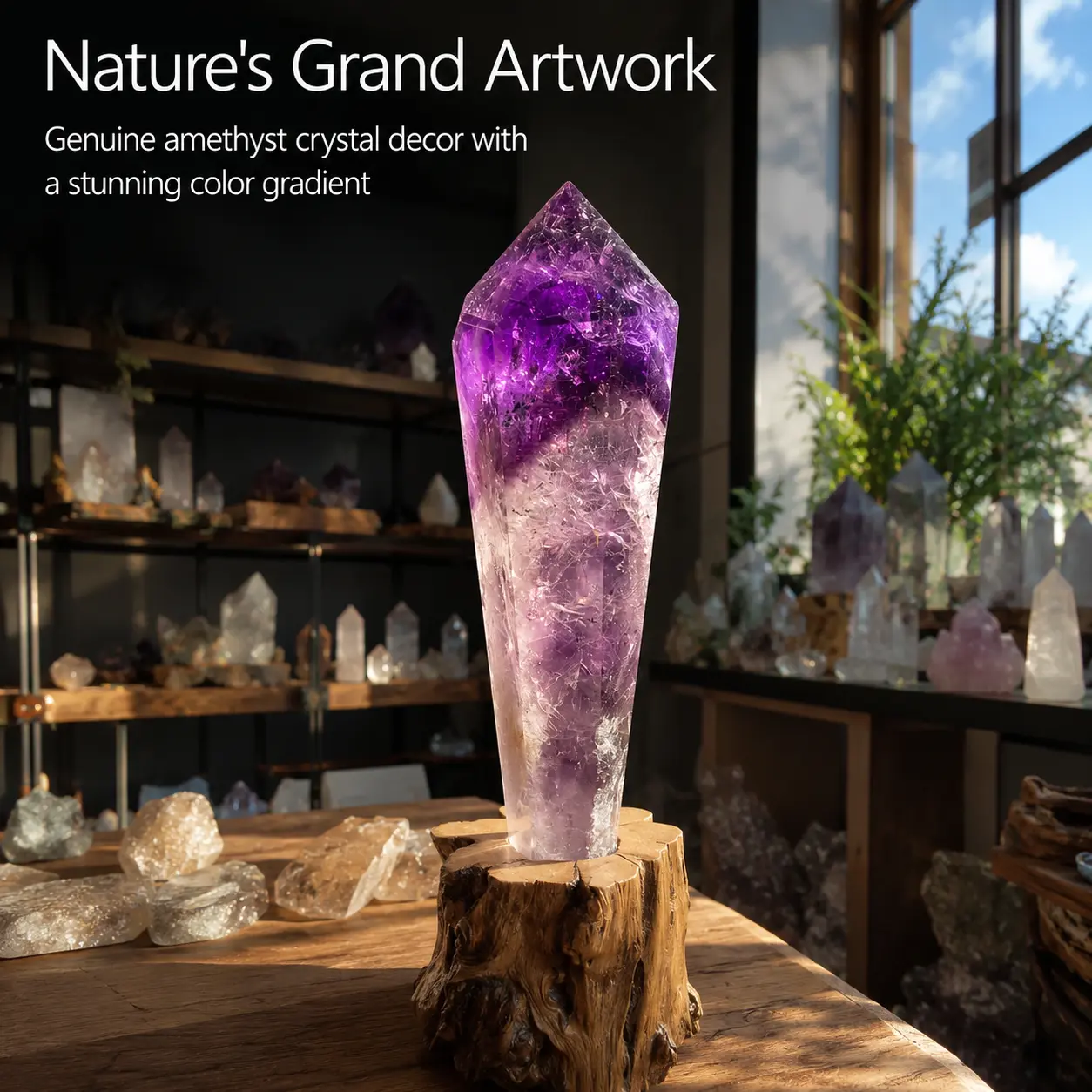 Natural Amethyst Scepter Mineral Specimen - Bohemian-Style Unique Texture Natural Crystal Decor, Gift for Crystal Collectors, DIY Jewelry Accessory