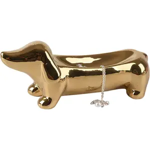 Dachshund Ring Holder, Weiner Dog Ceramic Trinket Tray for Women Men