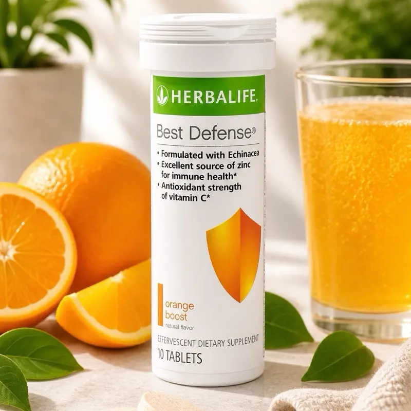 BOOST Edible Gluten-Free Herbal Defense Orange Tablets - 10 Tabs per Tube, Immune Support Dietary Supplement with Echinacea, Zinc, Vitamin C, Natural Flavor