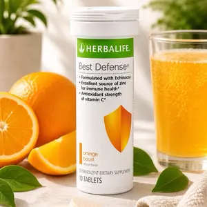 BOOST Edible Gluten-Free Herbal Defense Orange Tablet Dietary Supplement - 10 Tabs per Tube, with Echinacea, Zinc & Vitamin C for Immune Health, Natural Flavor