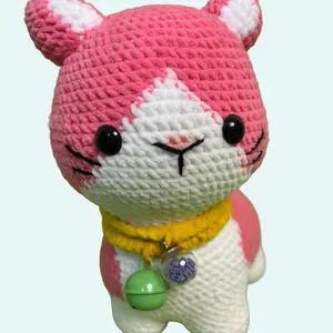 Amigurumi Cat Crochet Pattern Create Adorable Cat Toys with Yarn for Crafting Projects Gift Present Super Cute Yellow Blue Pink 8x4x7inch Cuddly Stuffed Animal Durable Soft Fluffy