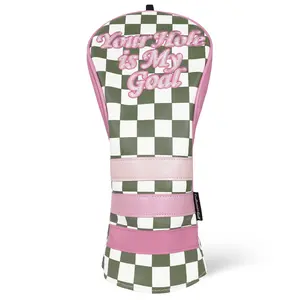 Craftsman Golf Green Plaid Pink Headcovers for Driver Fairway Hybrid Blade, Stylish Design, Popular with Women
