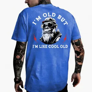 Monkeysober Pure Cotton Men's Suitable For All Seasons I'm Old But I'm Like Cool Old Funny Monkey Personalized Cool Interesting Optimistic Casual And Comfortable Gift Men's T-shirt