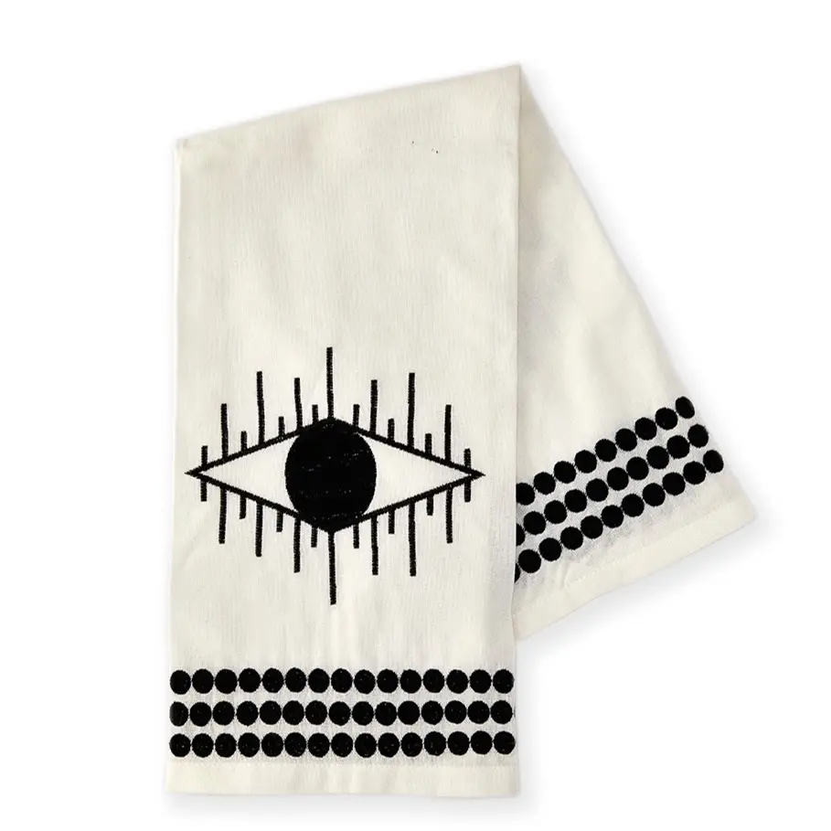 EYE OF RA EMBROIDERED TEA TOWEL