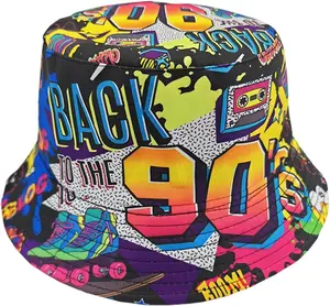 Retro 80 90s Bucket Hat for Women Men Fashion Fisherman Hat Packables Outdoor Rave Accessories Fisherman Hat