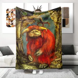 Ultra-Soft Flannel Maze Movie Theme Blanket, Glasgow Goblin King and Fantasy Creature Design, All-Season Comfort Blanket
