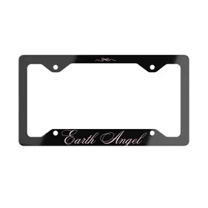 Earth Angel Metal License Plate Frame | Coquette Car Accessories | Black Car Accessories | Aesthetic License Plate Frame | Cute Car Decor