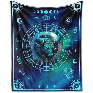 1PC Taurus gift blanket, 12 zodiac flannel blanket, comfortable blanket gift for women and men card lovers