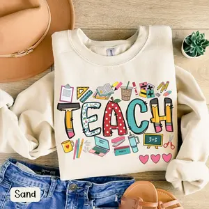 Teach Sweatshirt, Teacher Clothes, Educator Gift, Coworker Gift, Work Bestie Gift, Third Grade Teacher Sweatshirt, School Shirt, Preschool Teacher, Teacher Appreciation Gifts, New Teacher Gift, Elementary Teacher, Kindergarten Teacher, Gift For Teacher