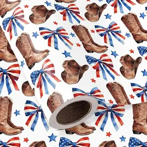 American Flag Gift Wrap Roll - Patriotic Star and Stripes Paper for 4th of July