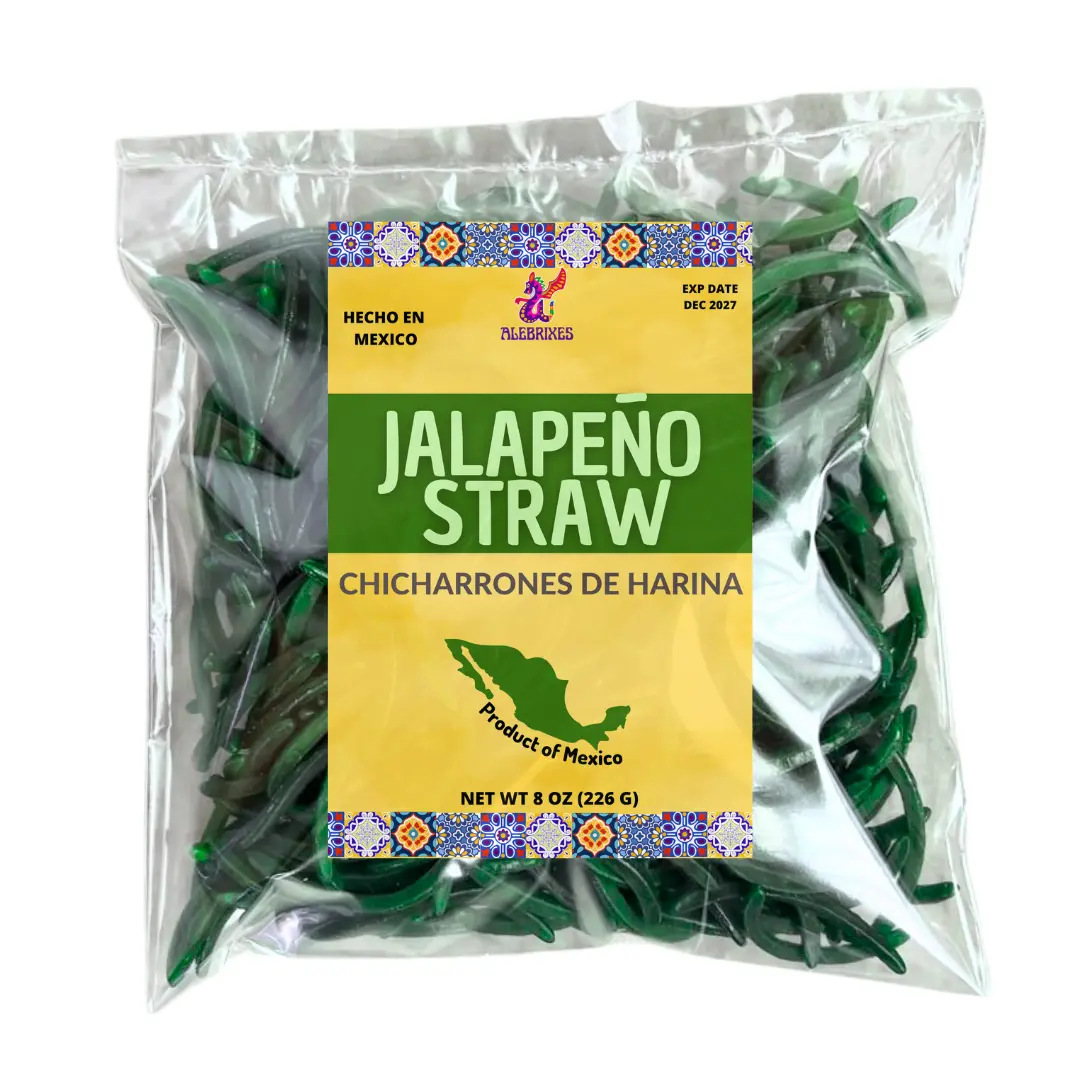 Alebrixes - Jalapeño Pellets 8 Oz (226 G) | Fritura de Harina sabor Jalapeño - Jalapeño Wheat Pellets | Authentic Mexican Snack
