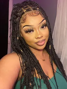 36" Synthetic Braided Wigs Blonde Butterfly Braids Lace Wig For Black Women Full Lace Wigs Box Braids Lace Wig