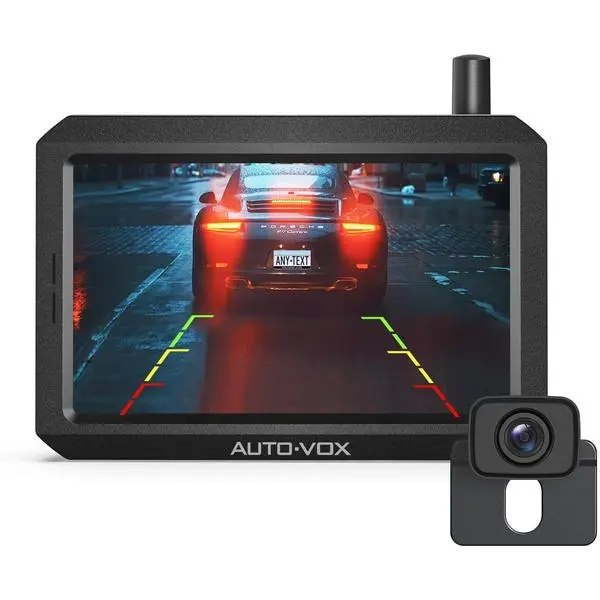 AUTO-VOX W12 Wireless Backup Camera: 5“ 1080P Dual-Channel Monitor Powered by USB Boost Cable, Easy Installation, Stable Transmission Signal, IP69K Waterproof Night Vision, for Car, SUV, Truck, Pickup