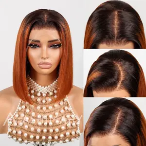 pretty hair lace frontal gluelless 250 density 13*4 bob 100%human hair real human hair pre cut pre bleach knots pre plucked pre everything ready to go