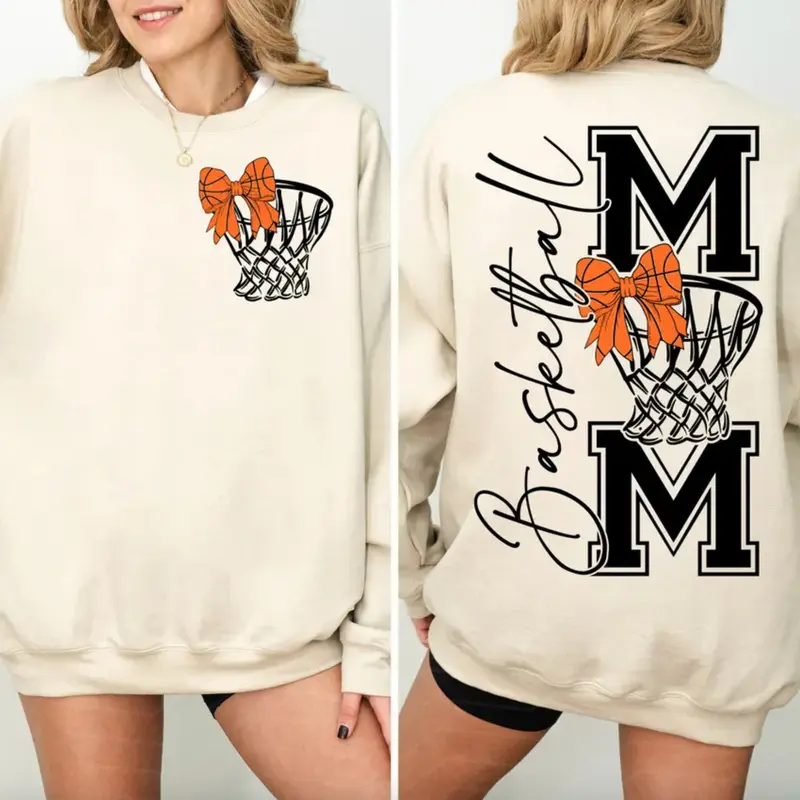 Basketball Mom Sweatshirt T-Shirt, Coquette Bow Basketball Mom Shirt, Game Day Vibes Hoodie, Basketball Mama Tee, Basketball Shirt, Sport Gift For Her
