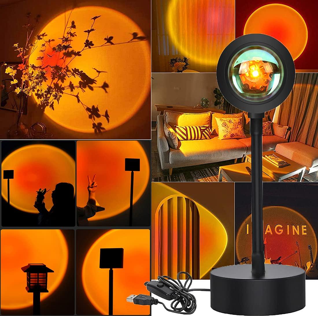 Sunset Lamp Night Light - & 4 Modes Sunset Projection Lamp with Remote, Color Changing Rainbow Sunlight Lamp, Romantic Visual Led Light Projector for Photography Room Decor