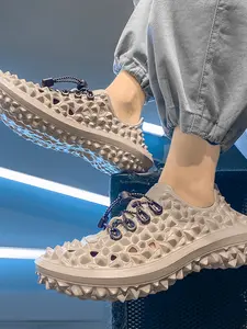 Men's Breathable Coconut Shell Sandals, Trendy Slip-On Beach Shoes, Fashionable Hole Design, Comfortable Summer Footwear, Casual Slipper Shoes