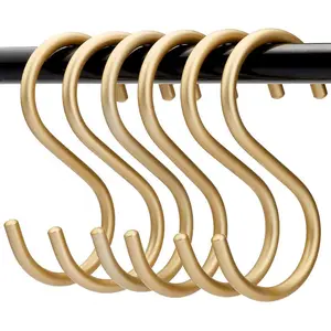 10 Pieces Gold S Hooks Aluminum Alloy S-Shaped Hooks Heavy Duty Kitchen Bathroom Multi Purpose Storage Hooks for Hanging Towels Clothes (Gold)