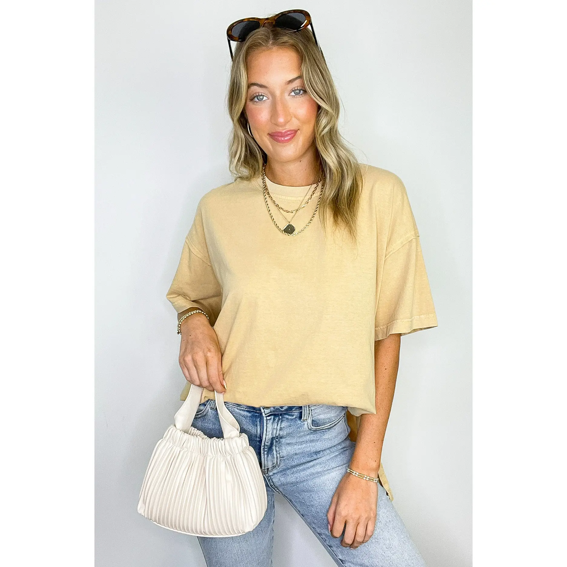 Effortless Ease Mineral Washed Cotton Oversized Slit Tee