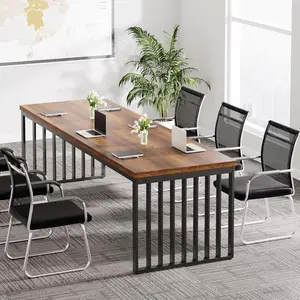 Tribesigns 6.56 ft Conference Table, Large Rectangle Meeting Seminar Table, Industrial Long Business Table for 6-8 People (Without Chair)