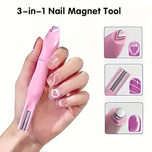 3-in-1 Cat Eye Magnetic Nail Art Set with Detachable Design, Heart Line Design DIY Magnetic Manicure Kit, High Quality, Multi-Functional Pedicure & Nail Care Accessories