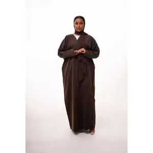 Fey Strap Suede Open Abaya