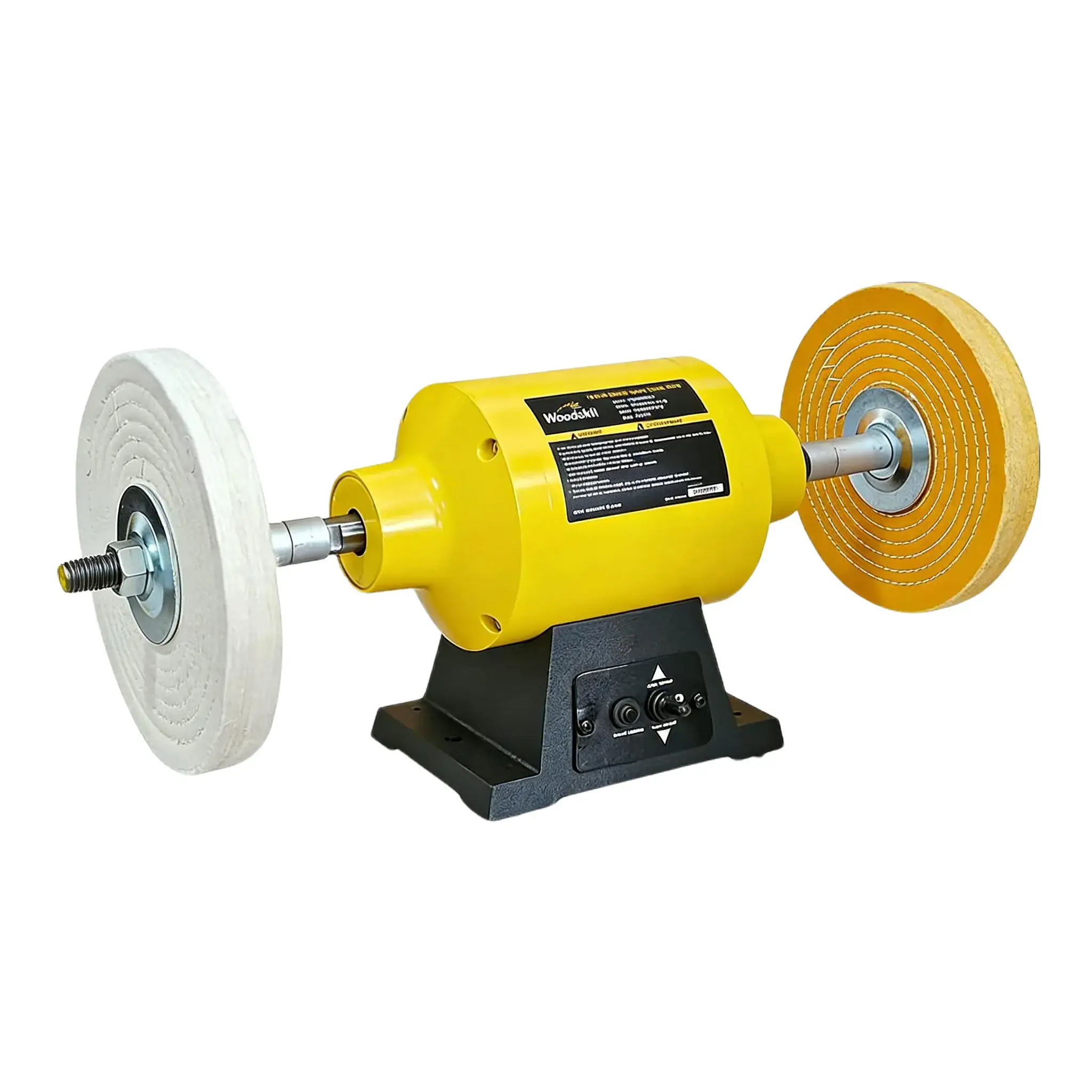 Woodskil 10-Inch Bench Buffer Polisher, 120V Dual Speed 1750/3450RPM Electric Buffing Machine with Heavy-Duty Cast Iron Base, Buffing Wheels, Safety Features, Vibration-Free Use, Manufacturer Warranty for Aluminum, Metal, Workshop