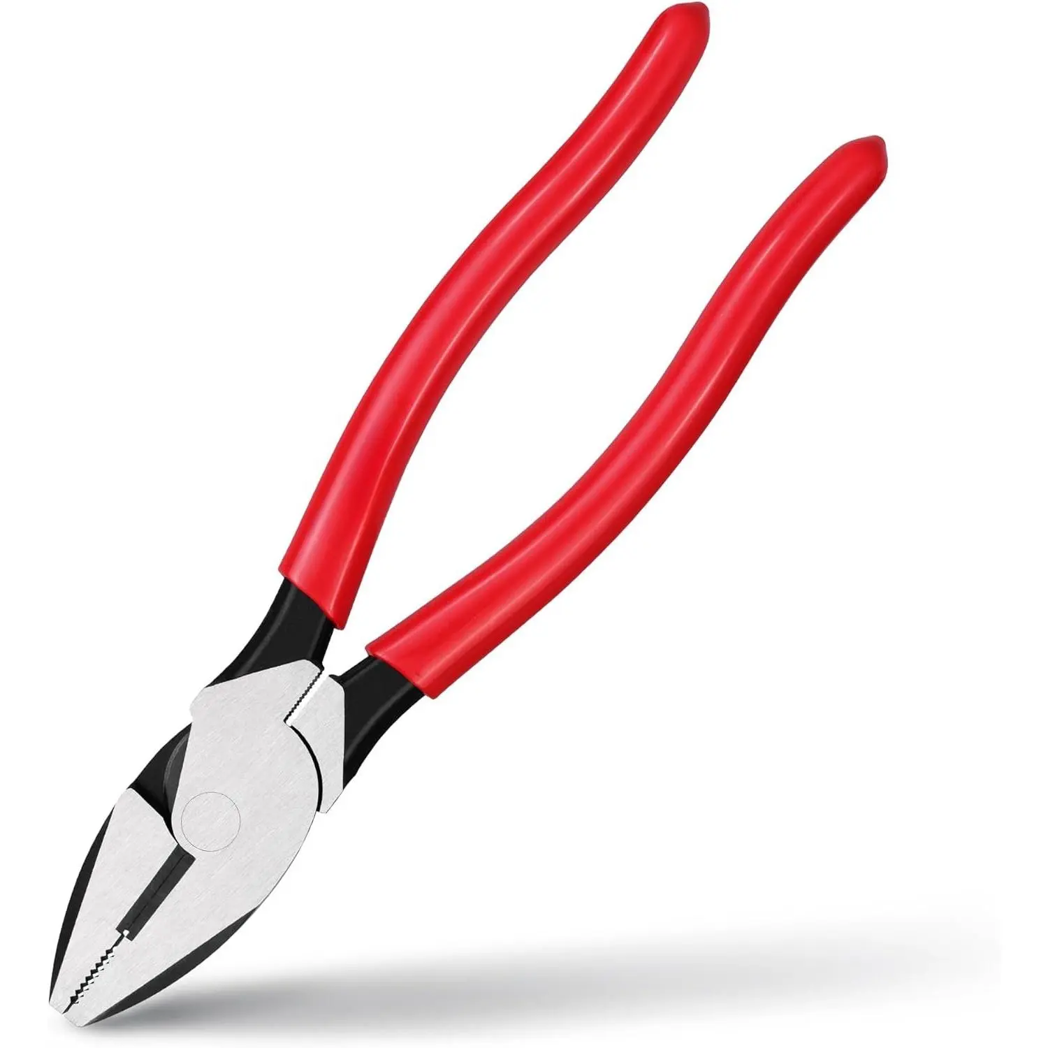 8" High Leverage Linemans Pliers - Black Phosphate Finish, Reinforced Hardened Carbon Steel Hand Tools, Side Cutters, Wire Gripping, Reduced Hand Fatigue for Mechanics, DIY Projects