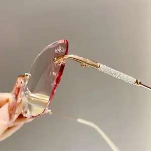 GIGULA Women's Butterfly Unframe Reading Glasses  1.0 to  4.0 Magnification, Lightweight Metal Frame with Light Blocking and High Definition Optics, Elegant Daily Reading and Vision Decline Protection Glasses