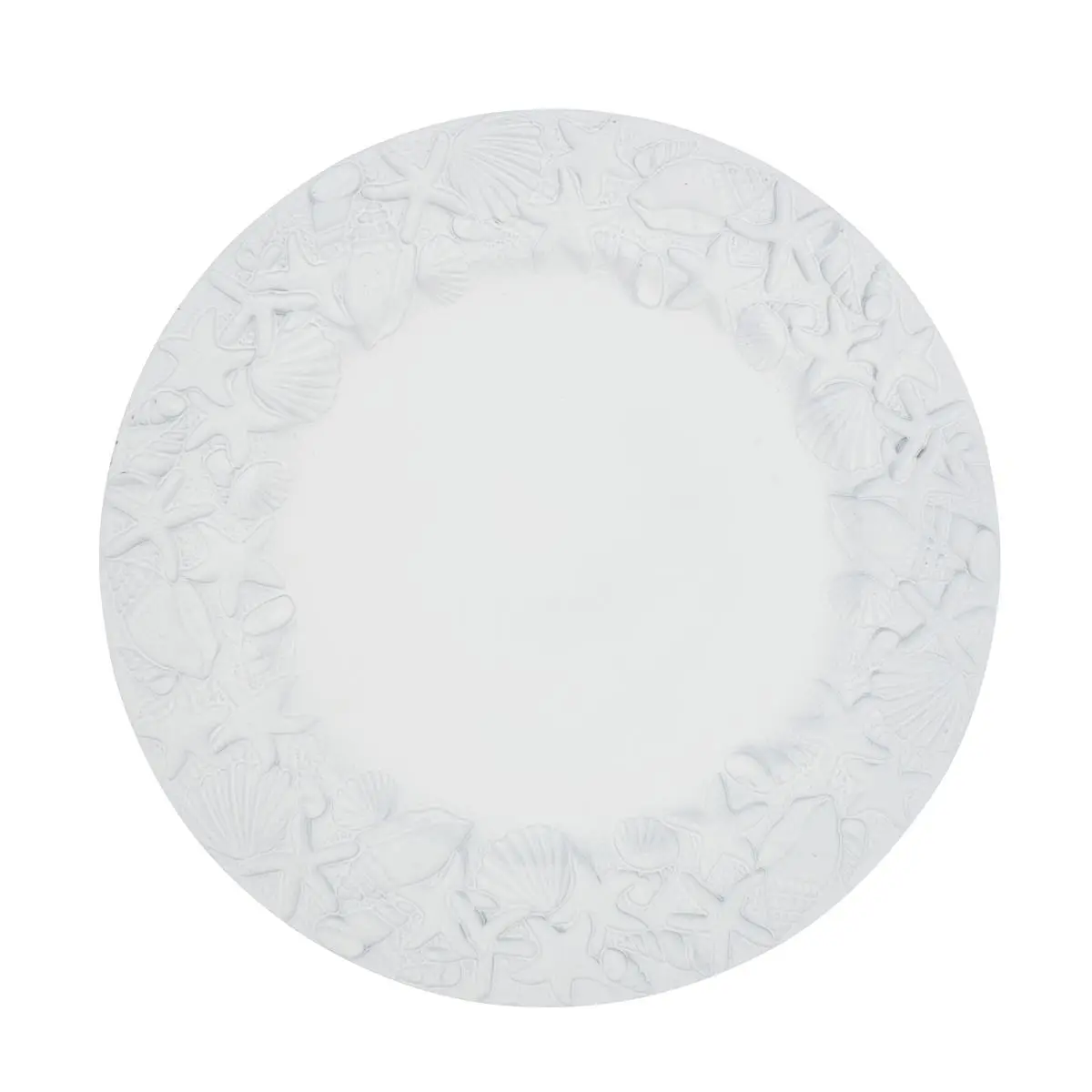 212 MAIN Stylish Shell Motif Charger Plate Set of 4 - White, Dining Plate Set, Kitchenware Dinnerware, Dinnerware Sets