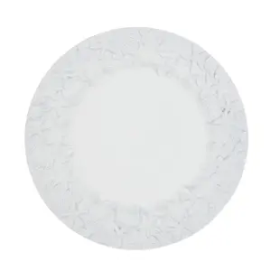 212 MAIN Stylish Shell Motif Charger Plate Set of 4 - White, Dining Plate Set, Kitchenware Dinnerware, Dinnerware Sets