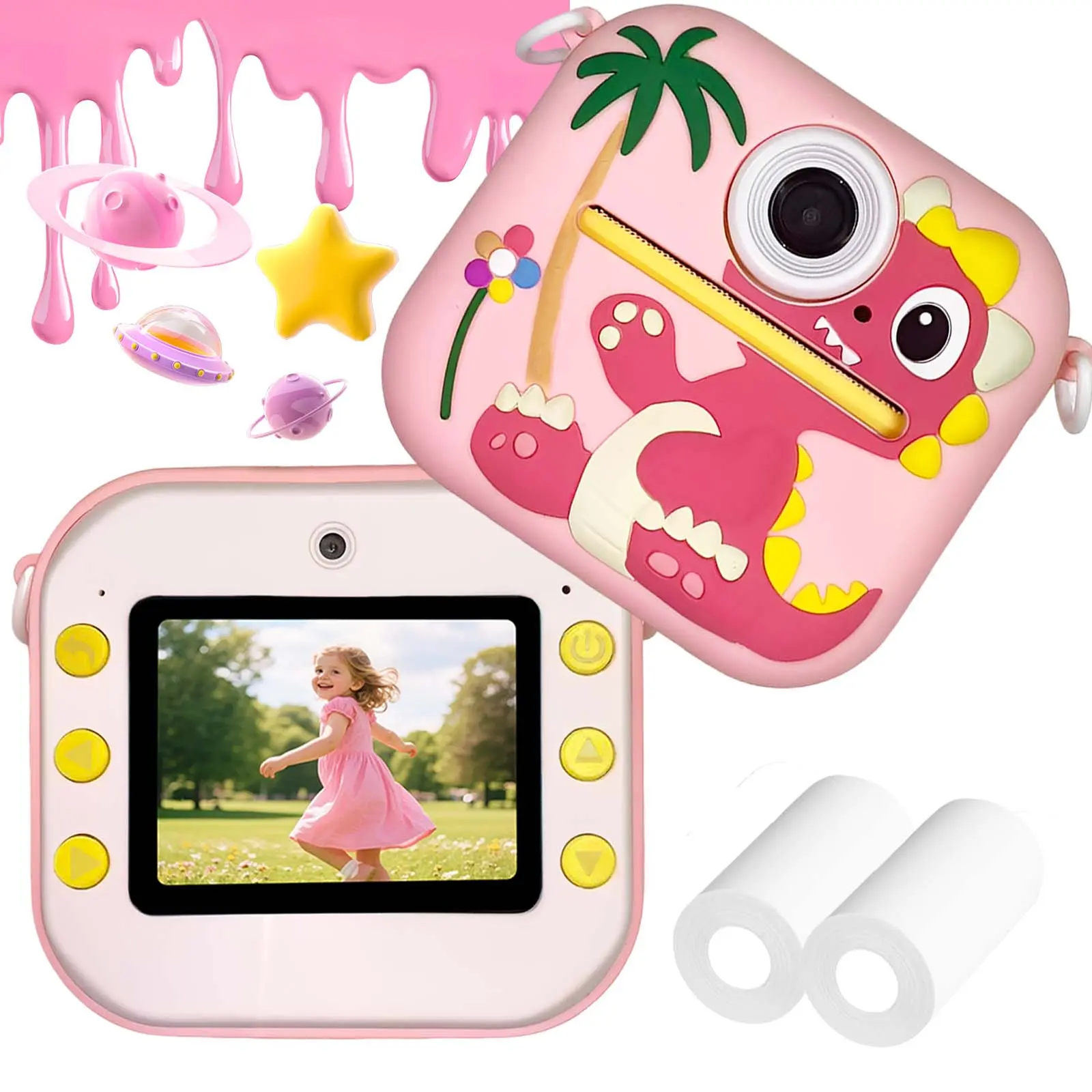 Dinosaur Toy Phone & Instant Print Camera for Kids, Diverse Style Options, Top Gift for 3-12 Year Olds on Christmas & Birthdays