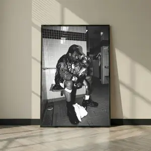 Kobe Bryant Black and White Wall Art, Championship Trophy Locker Room Photo Poster, Man Cave Office Decor, Digital Download + Print( Unframed - Print Only )