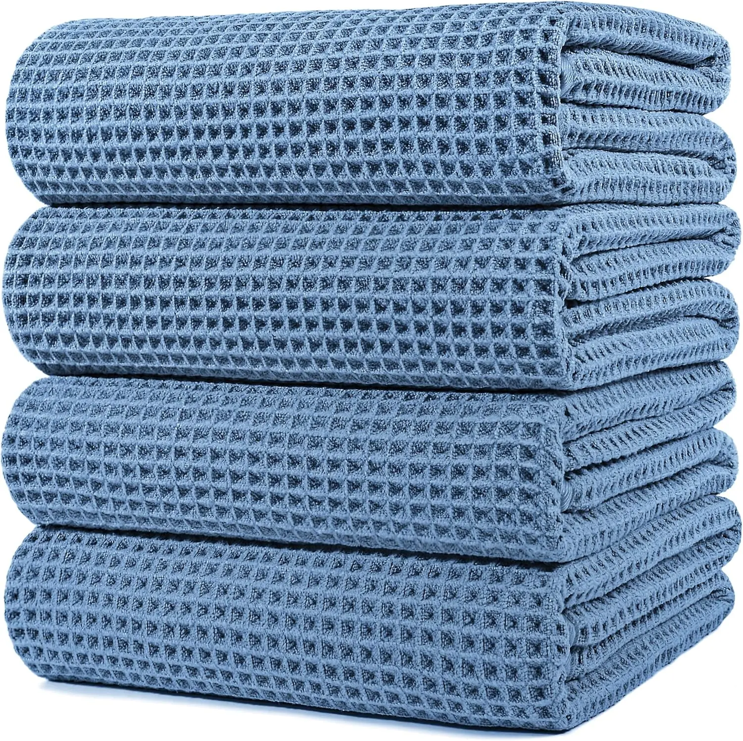 4-Pack Oversize Waffle Weave Bath Towels for Adults & Travelers - 60x30 in, Satin Synthetic Microfiber, Quick-Dry, Lint-Free, Drip-Dry, Modern Bathroom Home Supplies
