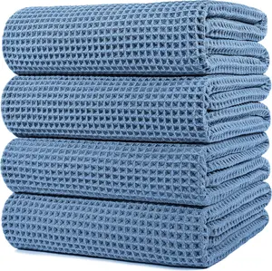 Microfiber Oversize Quick Dry Lint Free Bath Towel, 60 x 30 in, 4 Pack (Waffle Weave)