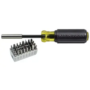 Klein Tools 32510 Multibit Screwdriver 32-in-1 Multi Tool, Sturdy Bit and Screw Holding Magnet, Tamperproof TORX®, Hex and TORQ Set