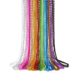 15PCS Mardi Gras Beads, Metallic 15 Kinds Beads Necklace Party Favors, 33" Colorful Mardi Gras Necklace Accessories Bulk, Festival Parade Throw Decorations for Wedding Birthday Celebrations