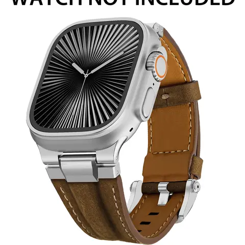 CrazyGrass Genuine Leather Watch Band Compatible with Apple Watch Ultra 4 Series 10 9 8 7 SE 44mm 45mm 46mm 49mm, Soft Breathable Men's Strap Multi Color Durable Wristband for Business Casual Daily Wear [ Watch NOT Included ] Wearable, Accessories