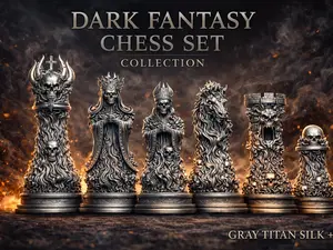 Dark Fantasy Chess Set - Skull Collection - Gothic Horror Masterpiece