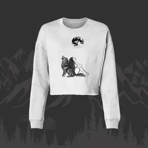 Femme Sauvage Wolf Howling Women’s Cropped Crewneck Sweatshirt