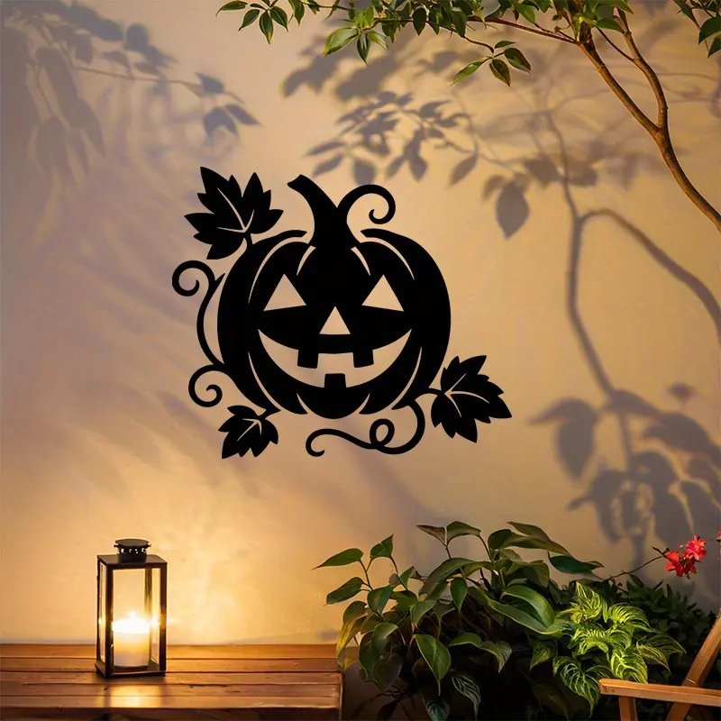 Vintage Metal Pumpkin Leaf Wall Decor, Room Wall Art, Aesthetic Design, Spooky Halloween Artistic Decorative Decoration Plaque, Durable Indoor Outdoor Farmhouse Style, Perfect Gift for Halloween Party